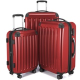 HAUPTSTADTKOFFER Alex - 3er Kofferset, TSA, Trolley-Set, Rollkoffer, Reisekoffer, (S, M & L), Rot