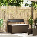 Möbel Gartenbank mit Stauraum und Kissen Braun Poly Rattan - Gartenbänke CC4867 - Braun
