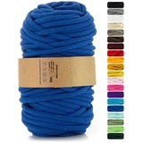 Netuno 1x Makramee Garn Dunkelblau 9 mm 50 m Baumwollkordel mit Polyesterkern Dickes Garn Makramee Kordel aus Baumwolle Kordelband Naturkordel Makramee Kordel Makramee Faden Cotton Cord Macrame