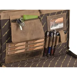 GREENBURRY Vintage Aktentasche Leder 40 cm Laptopfach braun