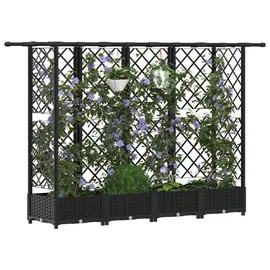 vidaXL Hochbeet mit Rankgitter und Dach 202,5 x 40 x 123 cm Schwarz