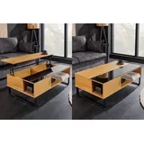 riess-ambiente Couchtisch APARTMENT 110cm natur/schwarz- Eiche, Glas, Stauraum, höhenverstellbar (Einzelartikel, 1-St), verstellbarer Couchtisch mit Kufen-Metallgestell - ideal f. Wohnzimmer braun