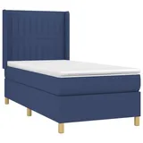 vidaXL Boxspringbett mit Matratze & LED Blau 100x200 cm Stoff