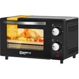 WANNYTON Minibackofen, Backofen 10 L, 650 Watt, 100-230 °C Timer 0-60 Min. inkl. Backblech Grillrost Entnahmegriff, doppelte Glastür, Ofen für Pizza Kuchen Brot, 36,5x22,1x28,5 cm