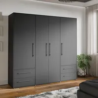 Die Möbelfundgrube Drehtürenschrank Mokkaris 205,9 x 200,1 x 58,8 cm schwarz