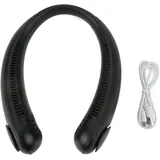 Wiederaufladbarer Nackenventilator Über Usb, Leicht Und Leise, Perfekt Für Den Sommer, Ergonomisches Und Verstellbares Design In Schwarz.