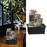 Zimmerbrunnen mit Beleuchtung │in Steinoptik Höhe 25 cm │Feng Shui Design │Springbrunnen mit Pumpe (1 x LED Brunnen Design3)