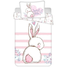 Jerry Fabrics Baby Bettwäsche Bunny rosa mit Hase 100x135 + 40x60 cm