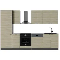Vicco Küchenzeile Fame-Line 300 cm Eiche Paneel/Anthrazit