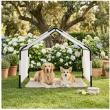 [en.casa] Outdoor Hundezelt Valevali 122x122x90 cm Schwarz/Weiß [en.casa]