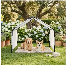 [en.casa] Outdoor Hundezelt Valevali 122x122x90 cm Schwarz/Weiß [en.casa]