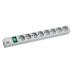BACHMANN 19-Steckdosenleiste 1HE 8xUTE 1xSchalter, Aluminium"