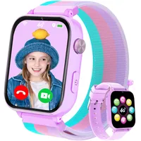Kinder Smartwatch GPS und 4G Telefon, Kinderuhr mit Videoanruf, Voice Chat Schulmodus WiFi SOS, Spiele, Wecker, Schrittzähler, Telefonuhr Smartwatch Kinder für Mädchen Jungen 4-12 Jahren - Hellviolett