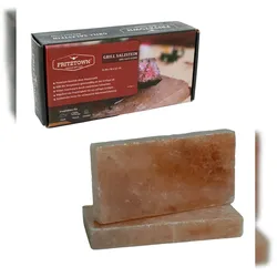 FRITZTOWN® Deluxe Grill Salzstein - 2er Set 20x10x2,5 cm - Feiner Geschmack durch Kristallsalz