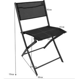 gartenundmoebel.de Gartenstuhl 2er-Set ¦ schwarz ¦ Maße (cm): B: 45 H: 79