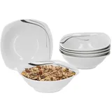 VAN WELL 6er Set Müslischale Silver Night, 250 ml, 145 x 145 mm, Salatschale, Suppenschüssel, Hotelporzellan, Servierschale, Porzellan, abstraktes Dekor, Gastro