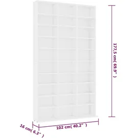vidaXL CD-Regal 102 x 23 x 177,5 cm Weiß