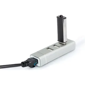Digitus USB2.0 3-Port HUB & Fast Ethernet LAN-Adapter mit Typ-C Anschluss