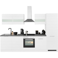 Kochstation Küche »KS-Luhe«, 300 cm breit, wahlweise mit oder ohne E-Geräten, gefräste MDF-Fronten, weiß