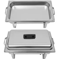 Chafing Dish, Einzelnes Fach Edelstahl Warmhaltebehälter 9.51Qt, Speisewärmer mit Klappbarer Ständer, 2X Brennpastenbehälter und Lebensmittelpfanne, für Catering, Buffet und Party