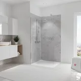 Schulte Duschrückwand Set über Eck, Stein Grau-hell, 2 x 90x210 cm, Wandverkleidung , Aluminiumverbundplatte, fugenloser Fliesenersatz - Grau