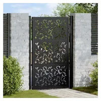 vidaXL Gartentor Schwarz 105x155 cm Stahl Blatt-Design