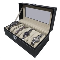Yudu Uhrenbox Uhrenkoffer Schmuckkoffer Schmuckkasten mit Glasdeckel für 4 Uhren