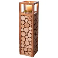 Dekoleidenschaft Windlicht Holzscheiben Holz Beige