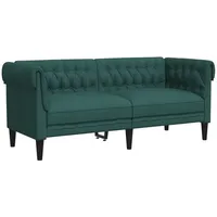 vidaXL Chesterfield-Sofa 2-Sitzer Dunkelgrün Stoff