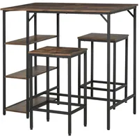Homcom Bartisch-Set Spanplatte Stahl