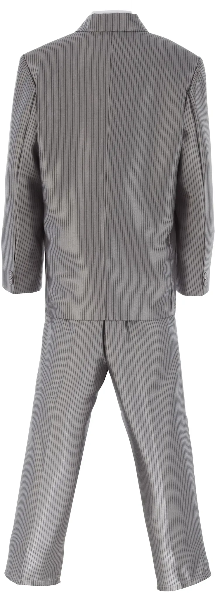 Anzug FAMILY TRENDS "Jungen Anzug festlich", Herren, Gr. 92, EURO-Größen, silber (silberfarben), 100% Polyester, Nadelstreifen, elegant, Anzüge, Mehrteiler