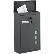 Relaxdays Briefkasten Hochformat Anthrazit/Silber inkl. Zeitungsfach