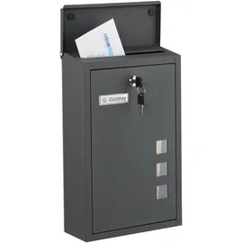 Relaxdays Briefkasten Hochformat Anthrazit/Silber inkl. Zeitungsfach
