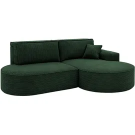 Fun Möbel Eckcouch Stoff mit Schlaffunktion 2-Sitzer Grün