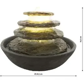 Dehner Polyresin-Zimmerbrunnen Hoku, mit LED-Beleuchtung, ca. H16,5 cm, dunkelgrau