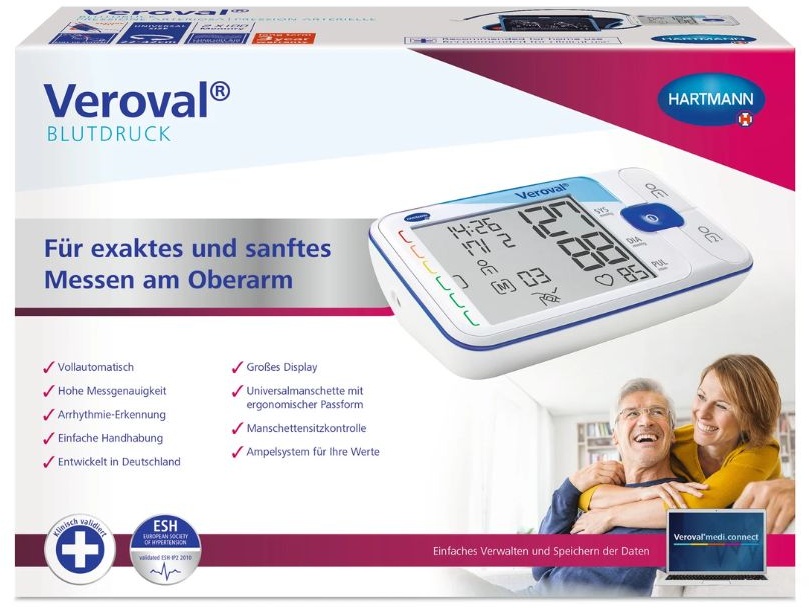 HartMänner Veroval compact Oberarm-Blutdruckmessgerät Kombipackung 1 St