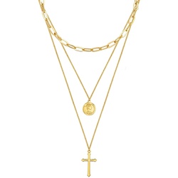 Lulu & Jane Halskette Kreuz/Münze Metall-Legierung in Gelbgold Ketten   Damen