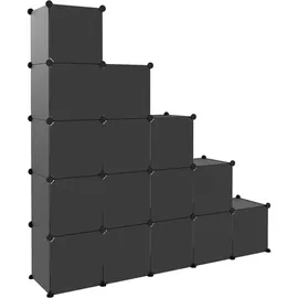vidaXL Regalsystem 15 Würfel mit Türen  Schwarz