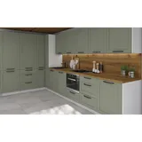 Feldmann-Wohnen Küchenzeile Oslo L-Form 212 cm grün / weiß matt