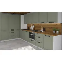 Feldmann-Wohnen Küchenzeile Oslo L-Form 212 cm grün / weiß matt