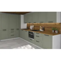 Feldmann-Wohnen Küchenzeile Oslo L-Form 212 cm grün / weiß matt