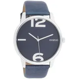 Oozoo Damenuhr C10372 Blau Lederband 45 mm Silberfarben/Dunkelblau