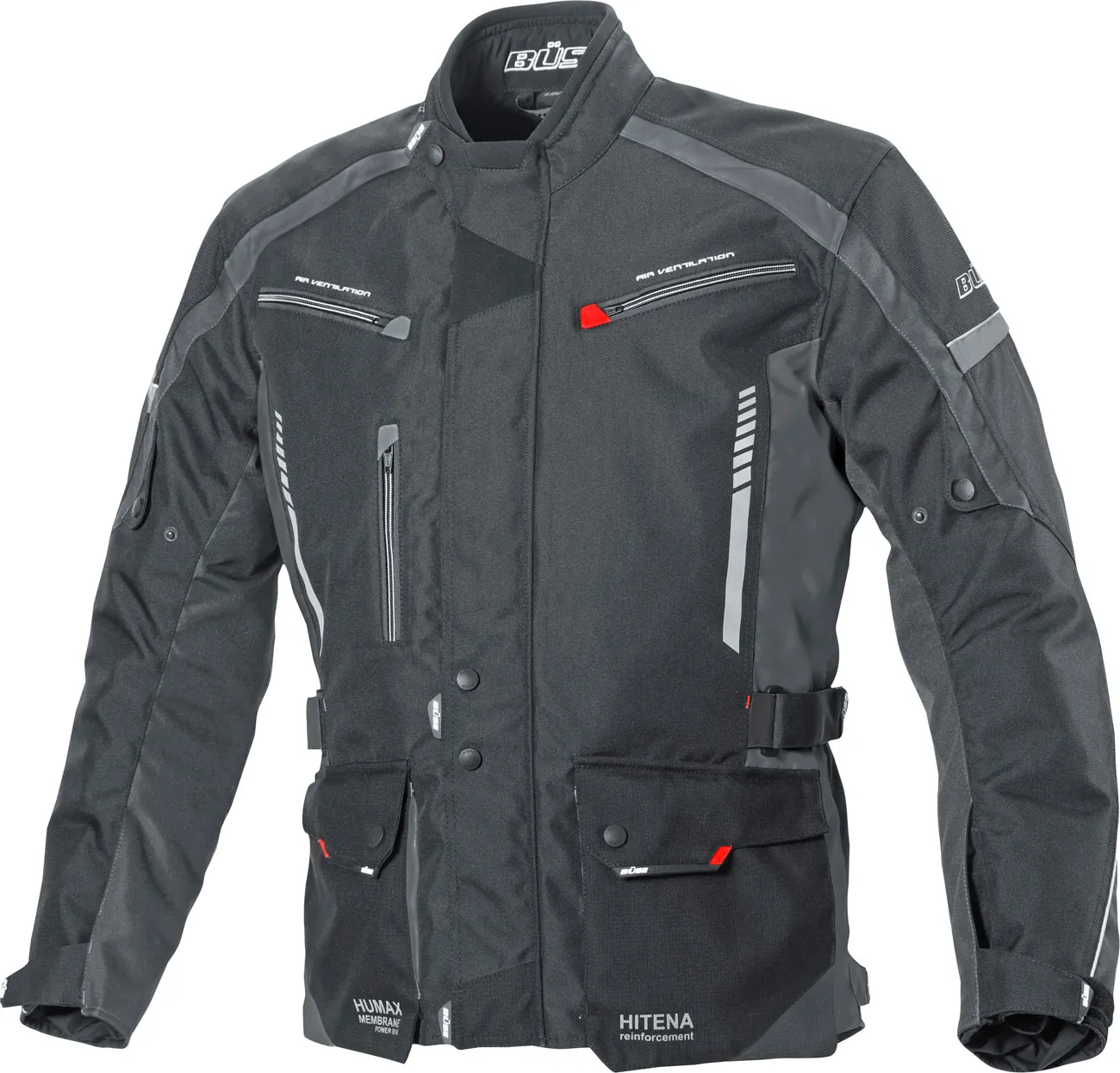 Büse Torino II, veste textile imperméable - Noir/Gris Foncé - S