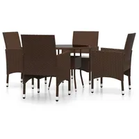 5-tlg. Garten-Essgruppe Poly Rattan Braun - Braun