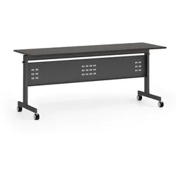 Mobiler Schreibtisch PRIMO MOBI, 1800 x 600 mm, schwarzes Untergestell, Wenge