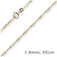 Schmuck Krone Goldkette 1,8mm Singapurkette aus 333 Gelbgold 55cm, Gold 333 goldfarben