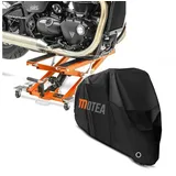 ConStands Motorradheber Set: Motorrad Hebebühne Mid-lift XL bis 500kg orange # mit Motorrad Ab