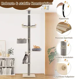 Costway Kratzbaum 5-stöckig 236-271 cm grau