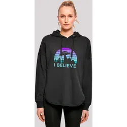 Kapuzenpullover F4NT4STIC "I BELIEVE UFO Alien Raumschiff Retro", Damen, Gr. L, schwarz, Obermaterial: 100% Baumwolle, casual, oversize, Langarm, Pullover, Premium Qualität