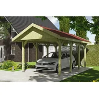 SKANHOLZ SKAN HOLZ Einzelcarport 'Wallgau' mit roten Schindeln 380